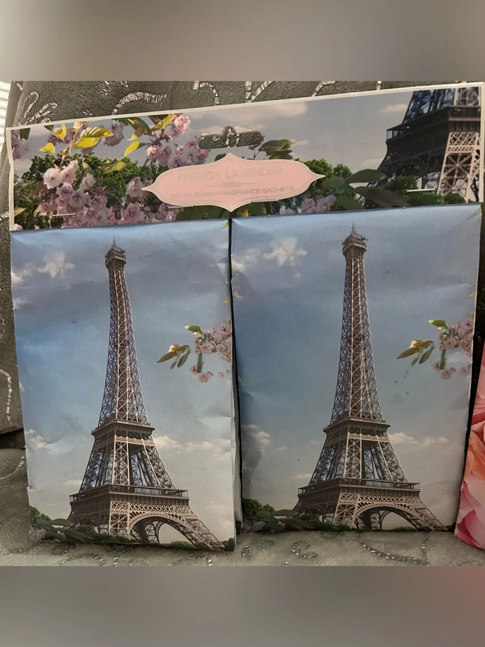 NWT Floral French Lavender & Lilac Wild Rose Decorative Sachet Set for Linens